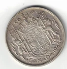 1946 Canada Fifty Cents "Hoof In 6" 50C Silver Coin