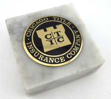 Chicago Title Insurance Company Paperweight 2x2 Inches Vintage