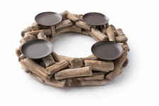 Kerzenkranz WOOD aus Treibholz – 4 Kerzenhalter – Natur Holz Deko
