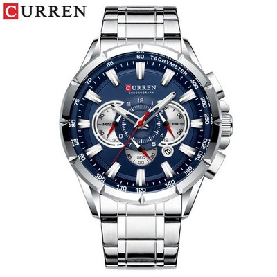 CURREN Men's Quartz Business Watch Stainless Steel Chronograph Date Wristwatch