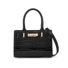 Genuine Leather Women's Shoulder Handbag Cowhide Purse Medium Crocodile Print