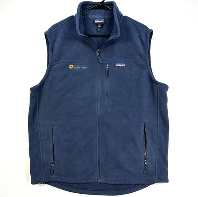 Patagonia Synchilla Fleece Vest Mens XL Navy Full Zip Embroidered