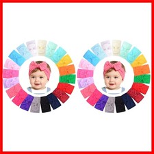 Adorable 20pcs Nylon Headbands with Elastic Turban Bows for Infants and Toddlers
