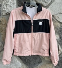 Vintage Y2K Nike Windbreaker Jacket Sz M Pink Center Swoosh Back Cropped Sporty