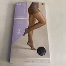 Silk Impressions Sheer Shimmer Tights Womens Size M Medium Black High Waisted