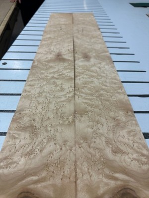 Birdseye Maple Raw Wood Veneer 2 sheets 35'' x 4'' BE4