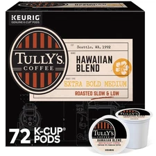 Tullys Coffee Hawaiian Blend Keurig Single-Serve K-Cup Pods, Medium Roast, 72...