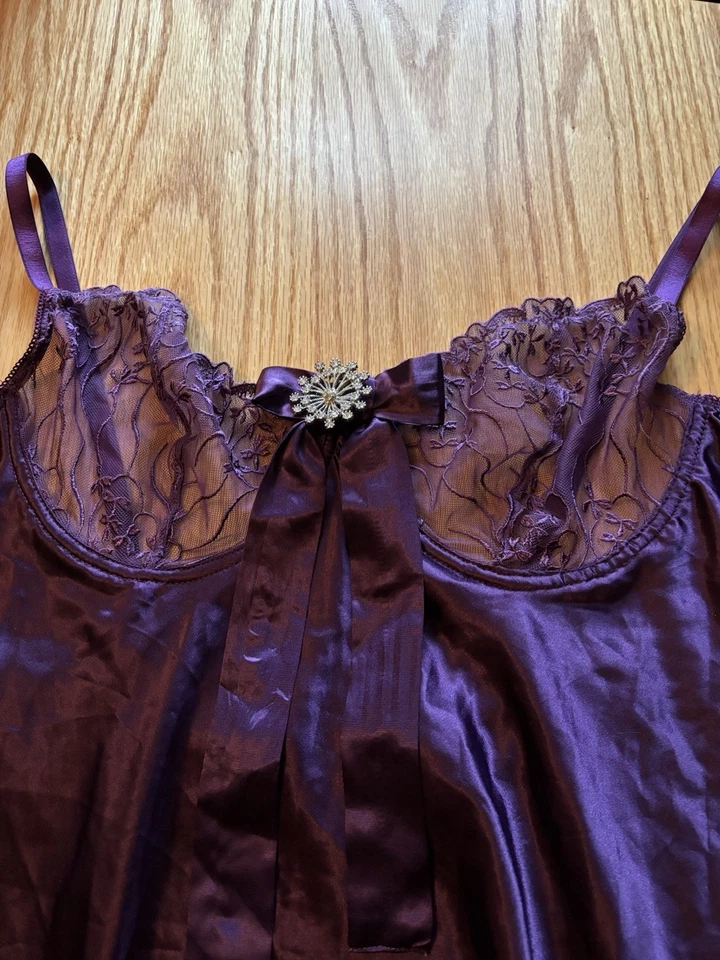 Sexy Romántico Elegante Momentos Lencería 3X Púrpura Transparente Encaje Tazas Broche Medio Foto 2 de 4