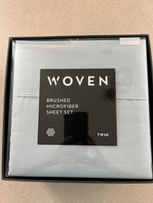 MALOUF Woven Brushed Microfiber Sheet Set Twin Steel Blue Designed in USA NIB
