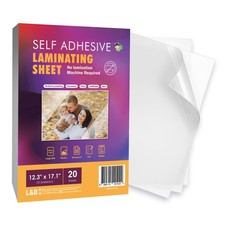 Adhesive Laminating Sheets 12.3x17.1 inch, 20 Pack, 4mil Thickness, No Heat, ...