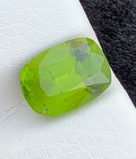 5.05 Ct Natural Green Peridot Cushion Cut from Kuhistan Pakistan 11.68mm
