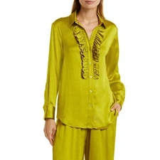 SMYTHE Tuxedo Ruffle Blouse Matcha Green (Size L) $450