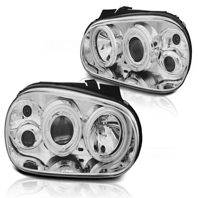 Tuning Tec Scheinwerfer CCFL Angel Eyes Kombinations 97-03 VW Golf 4 Chrom Avant - Photo 1/4