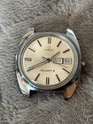 Vintage Men’s Timex Q 1970s Classic Day/Date Watch Silver New Battery Runs