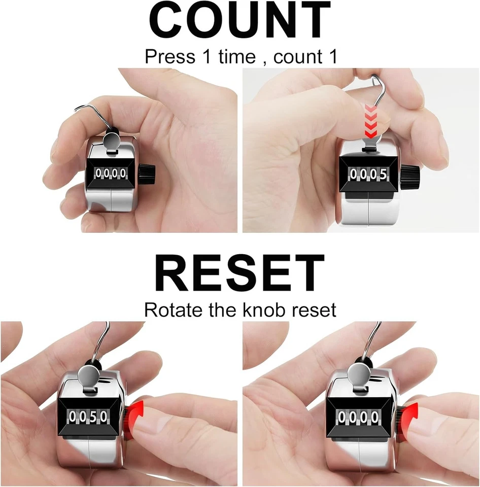 Paquete de 2 contadores de clic, contador manual de metal con clic, contador - Imagem 4 de 4