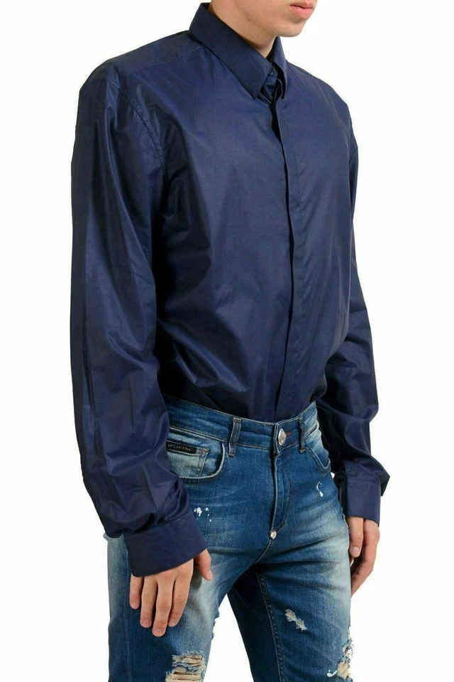 Camisa de vestir Versace para hombre púrpura manga larga US 17 IT 43 Foto 2 de 4