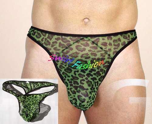 Tanga de malla para hombre con estampado de leopardo N3012 semi ver a través - Imagen 3 de 5