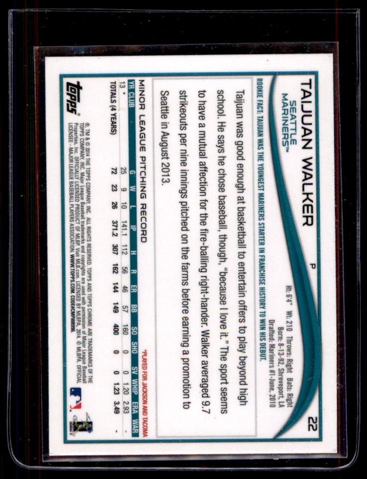2014 Topps Chrome #22 Taijuan Walker Rookie - Image 2 of 2