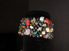BEAUTIFUL WOMAN  S MULTI COLORED BEADED CUFF BRACELET COSTUME JEWELRY
