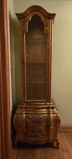 China Cabinet Hutch Display Case with Drawers and Brass Accents