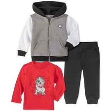 Kids Headquarters Boys 3-Pc. Zip-Up Hoodie, Dog-Print T-Shirt Jogger Pant set