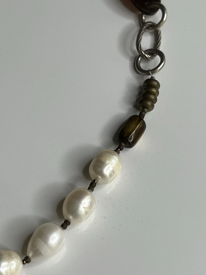 "Collar Silpada de plata de ley 925 perlas cobre latón concha 24""" Foto 4 de 4