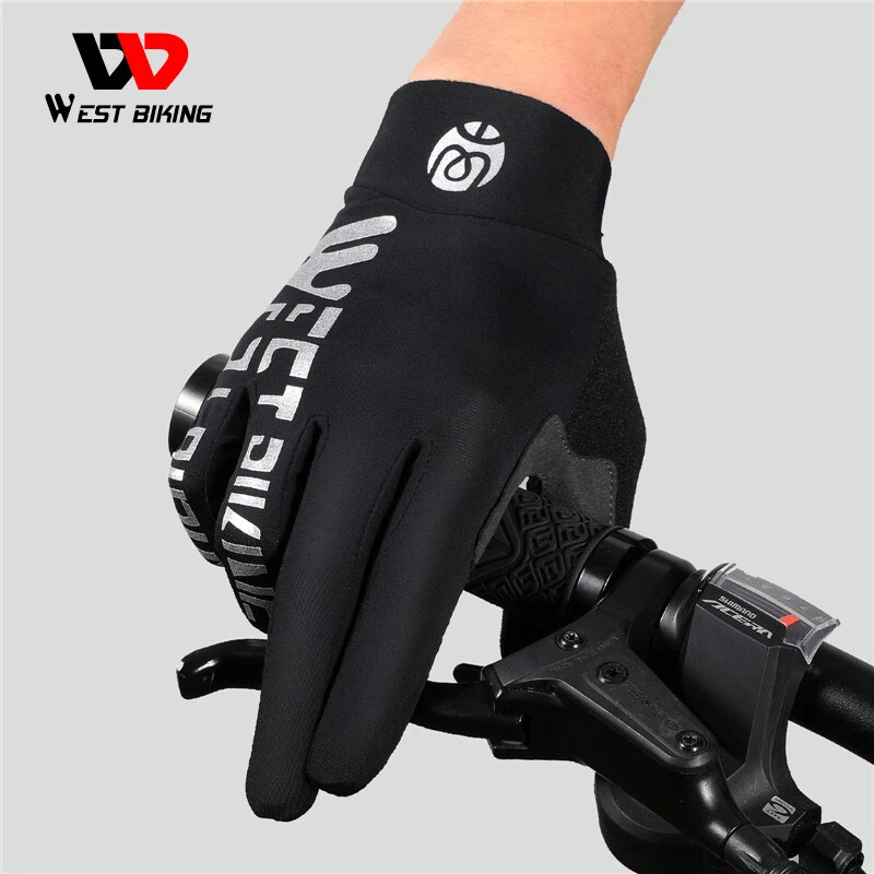 WEST BIKING Touch Screen Cycling Gloves Breathable Reflective Full Finger Gloves
