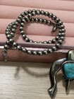 Artist Signed Natural Turquoise Sterling Naja Pendant With 16” Beaded Chain — photo 3