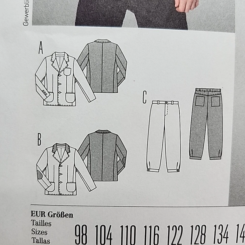Burda 9452 Childs Boys Sport Jacket And Pants Sewing Pattern Size 3-10 Uncut - Image 4 of 4