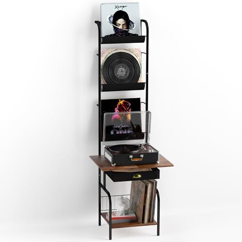Record Player Stand with Vinyl Storage, Turntable Stand with Vinyl Record