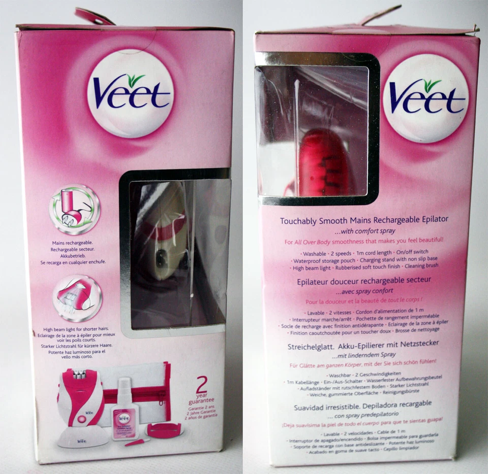 RARE VEET TOUCHABLY SMOOTH MAINS RECHARGEABLE EPILATOR VTSH8907E NEW ! — 第 3/4 张图片