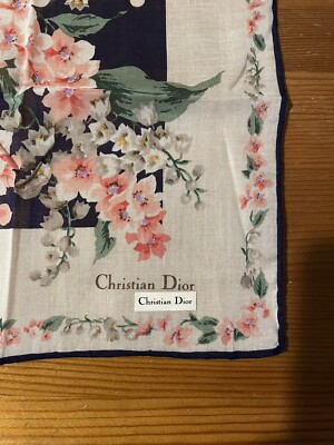 Vtg Christian Dior Logo Cotton Blue Floral 19