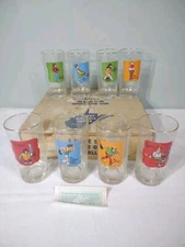 Set 8 Vtg West Virginia Glass Office Comic Bowler Barware Glasses High Ball MCM