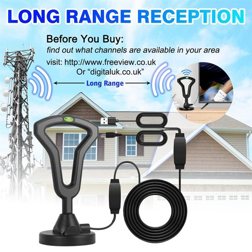 UK Best Portable TV Magnetic HD Aerial Indoor Outdoor With Amplifier Signal New - Picture 8 of 19