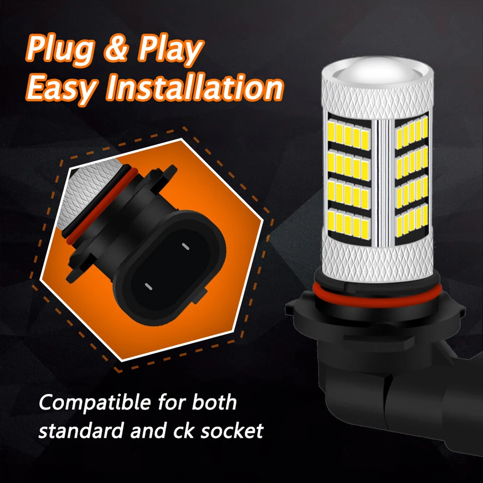 GLOFE 92SMD LED Fog Driving Light DRL Replace Bulbs 9005 9140 9006 HB4 Red Pink - Image 4 of 4