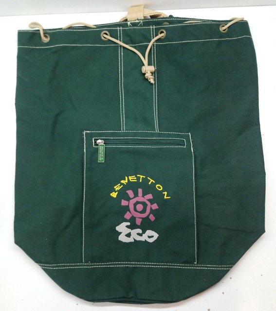 VINTAGE 90's UNITED COLORS OF SCHOOL BAG BACKPACK ECO 5 GREEN