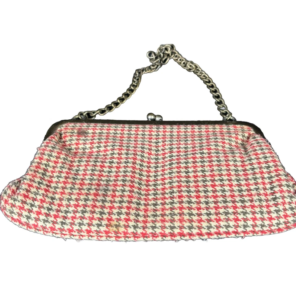 "Bolso de mano Roxy cadena metálica a cuadros vintage Y2K estampado de picnic cierre a presión cartera de 10""" Foto 2 de 4
