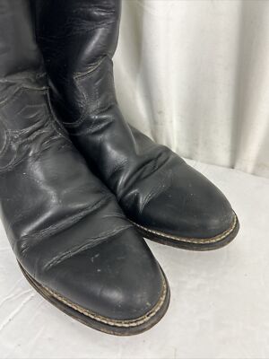 Justin Black Leather Roper Cowboy Boots Women's Size 7 B Style