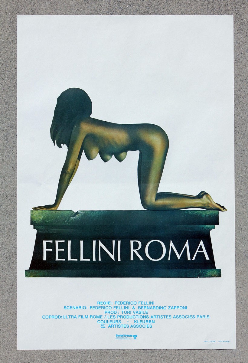Affiche de film européenne originale Federico Fellini "Roma" pliée 1972
