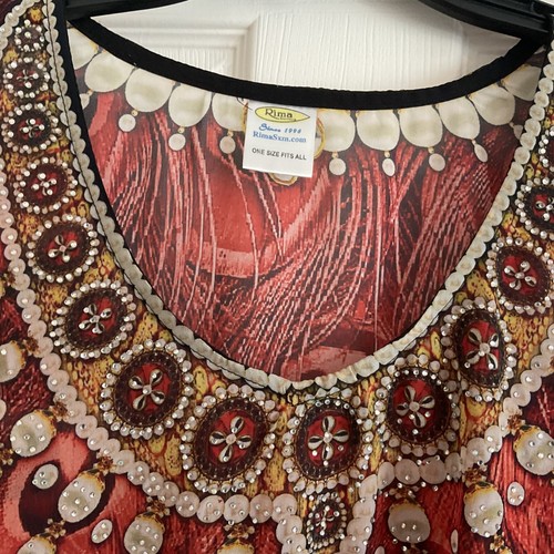 Rima Beachworld Red/Black cover up-button up with collar and side slits - Picture 2 of 2