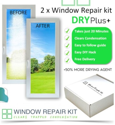 2 x Window Plus Set +50% Extra - reinigt Kondenswasser durchgeblasene Doppelverglasung