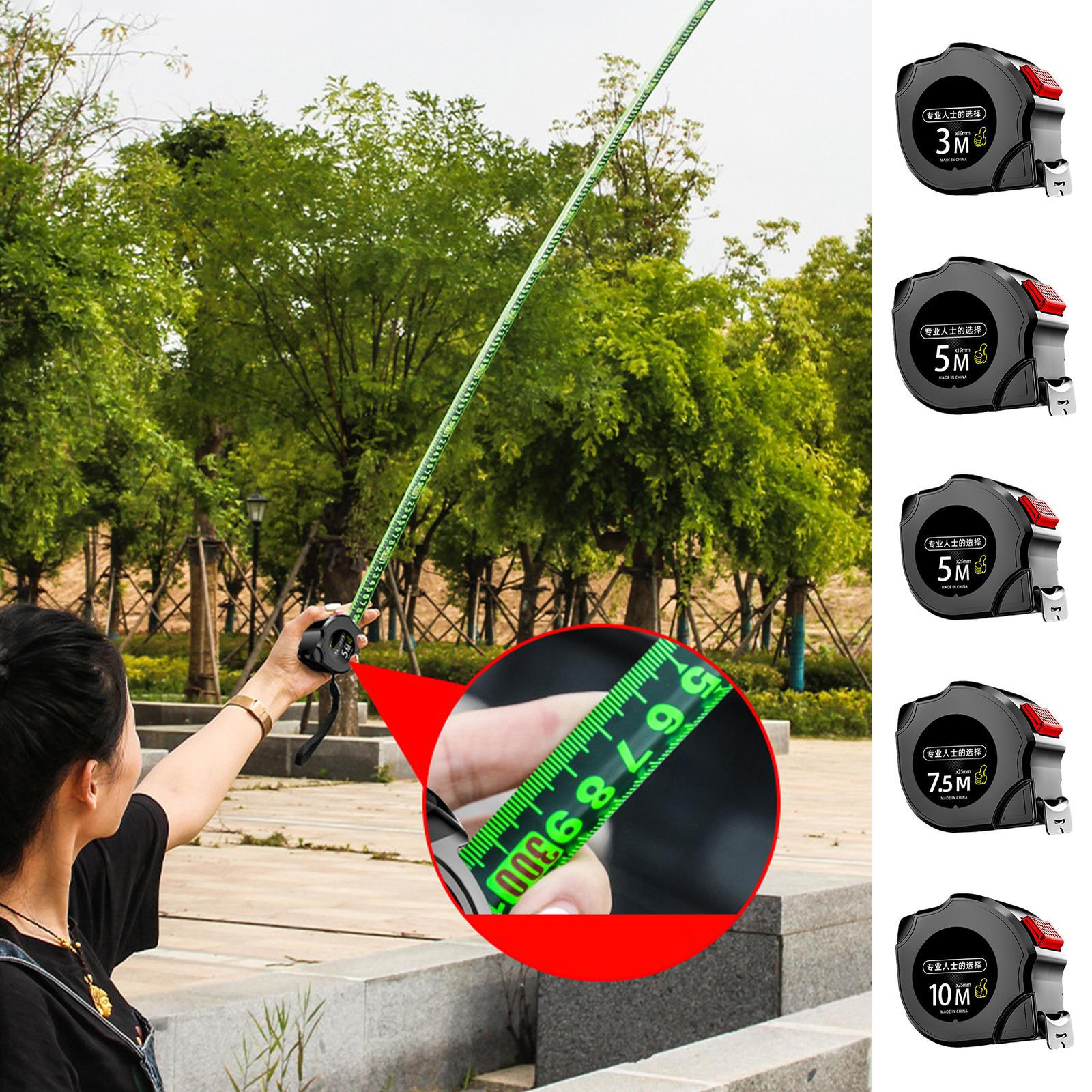 Tape Measure Fluorescent Self-Locking Tape Anti-Scratch Measurement Tools New