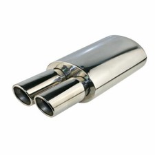 2.5 Id Dual 3 Od Sport Sound Muffler Dual Tips Exhaust Tip Resonator Sliver 2.5 Id Dual 3 Od Sport Sound Muffler Dual Tips Exhaust Tip Resonator Sliver