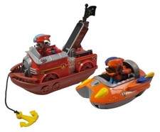  2 PAW Patrol Sea Rescue Transforming Vehicle  Fire Marshall Boat w/ Figures