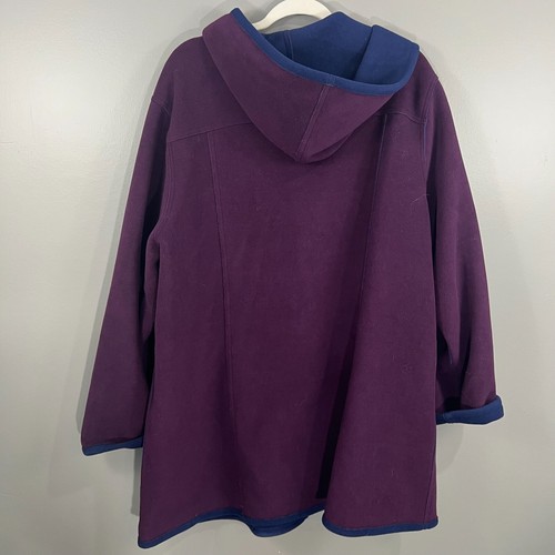 Susan Graver Weekend 2X Purple Blue Button Front Fleece Hooded Coat Jacket EUC - Picture 5 of 7
