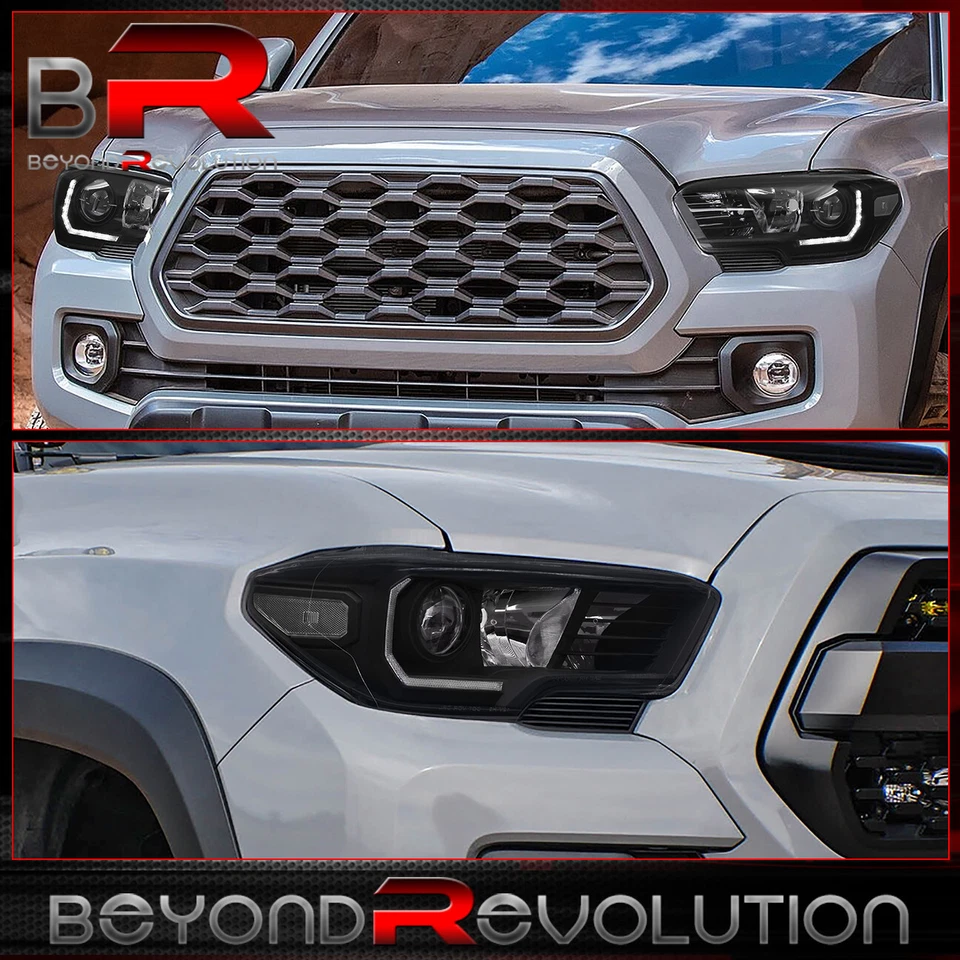 For 2016-2023 Tacoma TRD Pro Black Projector Headlight Signal Lamp Pair LH+RH Foto 2 de 4