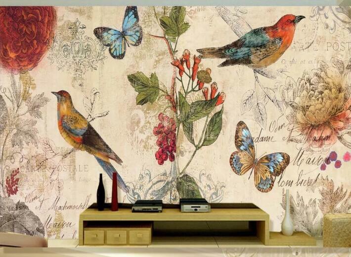 3D Butterfly Bird 11233NA Wallpaper Wall Mural Removable Self-adhesive Fay