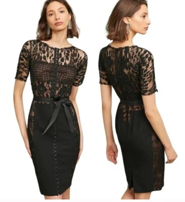 Black Anthropologie Beguile by Byron Lars Carissima Lace Sheath