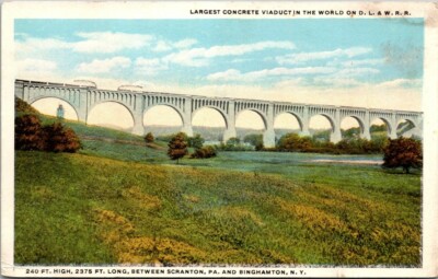 Postcard Largest Concrete Viaduct In The World  D L A W R R 2nd Ft High 2375 Ft 