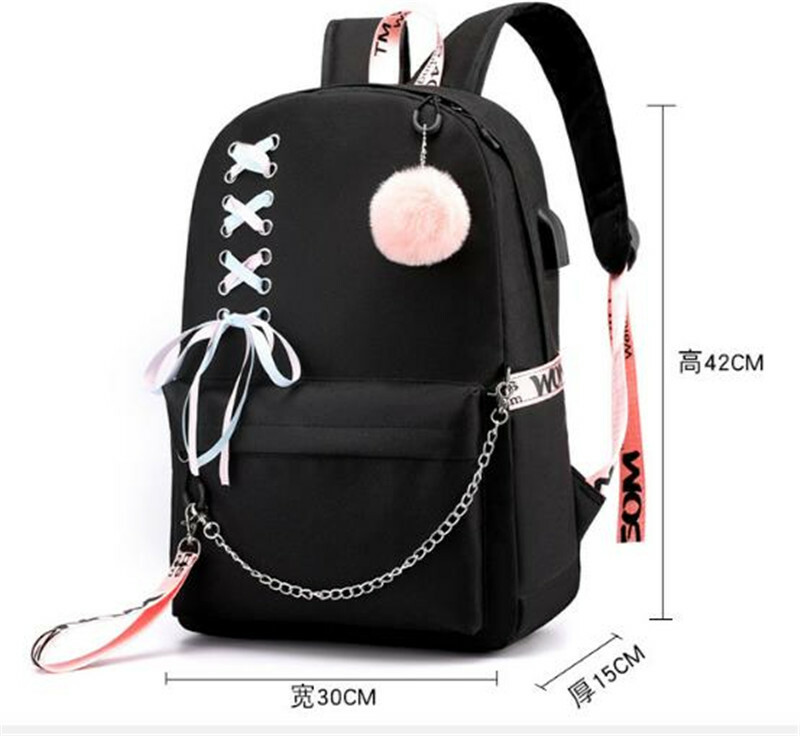 KPOP Blackpink Backpack USB School Bag Shoulder Bag Lisa Rose